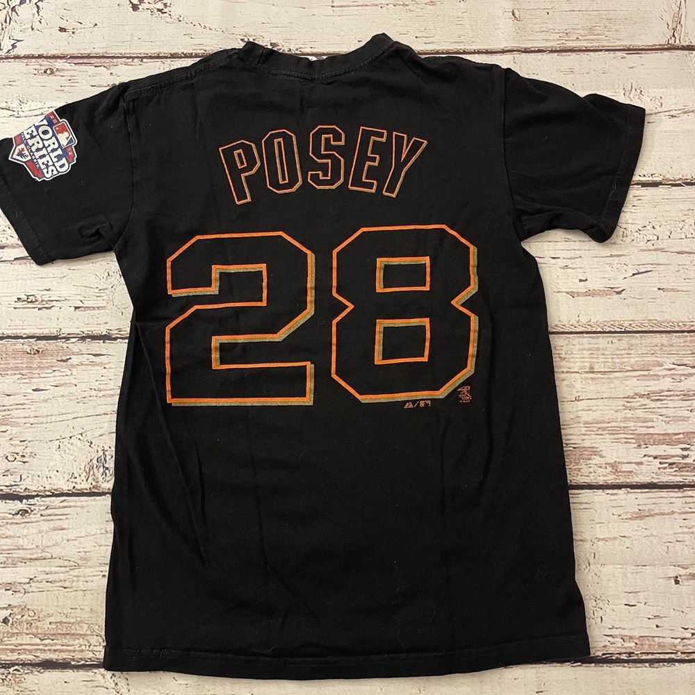 Majestic San Francisco Giants Buster Posey #28 T Shirt Black Size Youth Small